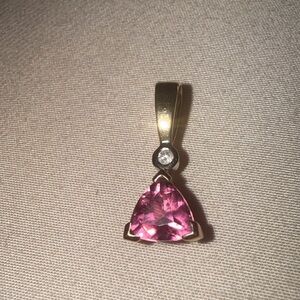 Elegant Pink Tourmaline and Diamond 14k Gold Pendant